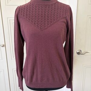 Maurices Pointelle Illusion Sweater - Plum